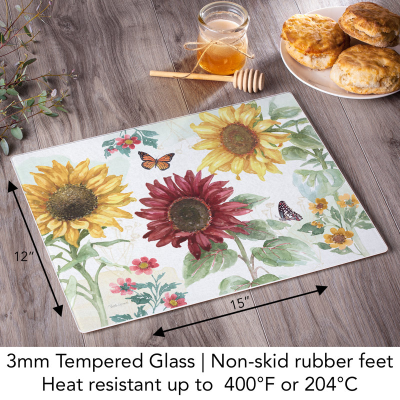 Counterart Tempered Glass Sunflower Splendor Cutting Board And Reviews Wayfair 